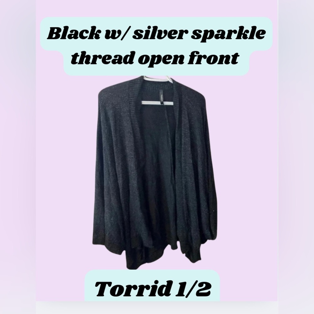 Torrid Open Front Black Sparkle Sweater Size 1/2